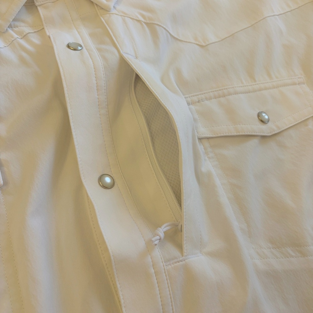 Poncho Western Pearl Snap Shirt Mens XXL Sleeve Logo Performance Long Sleeve - Picture 6 of 9